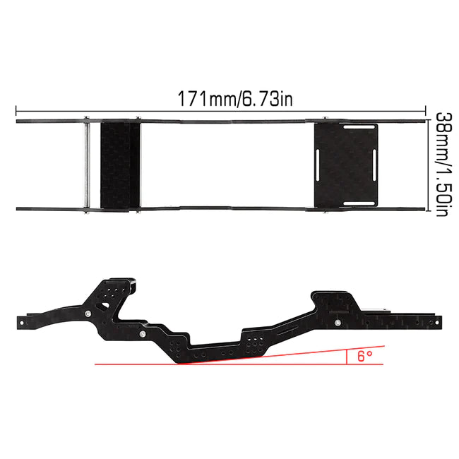 INJORA LCG Carbon Fiber Chassis Kit 6º Angled Frame for SCX24 C10 JLU Deadbolt B17 Bronco Chassis kit