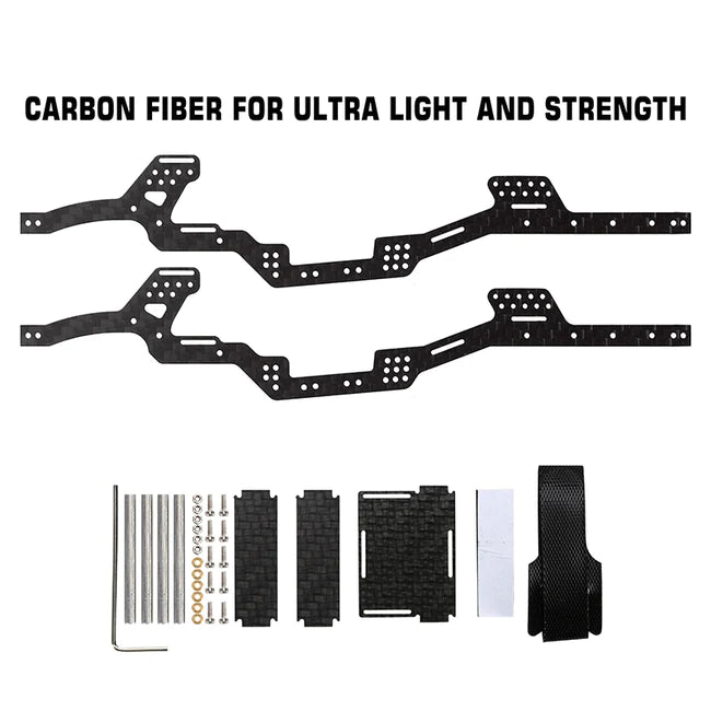 INJORA LCG Carbon Fiber Chassis Kit 6º Angled Frame for SCX24 C10 JLU Deadbolt B17 Bronco Chassis kit