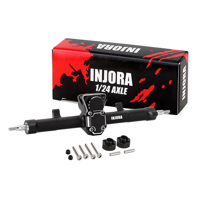 INJORA Black Aluminum Front Rear Axles Set for Axial SCX24