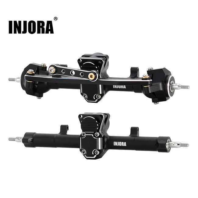 INJORA Black Aluminum Front Rear Axles Set for Axial SCX24