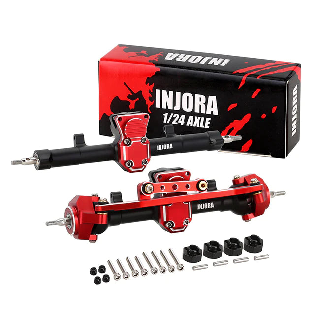 INJORA Black Aluminum Front Rear Axles Set for Axial SCX24