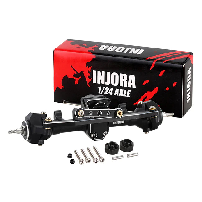 INJORA Black Aluminum Front Rear Axles Set for Axial SCX24