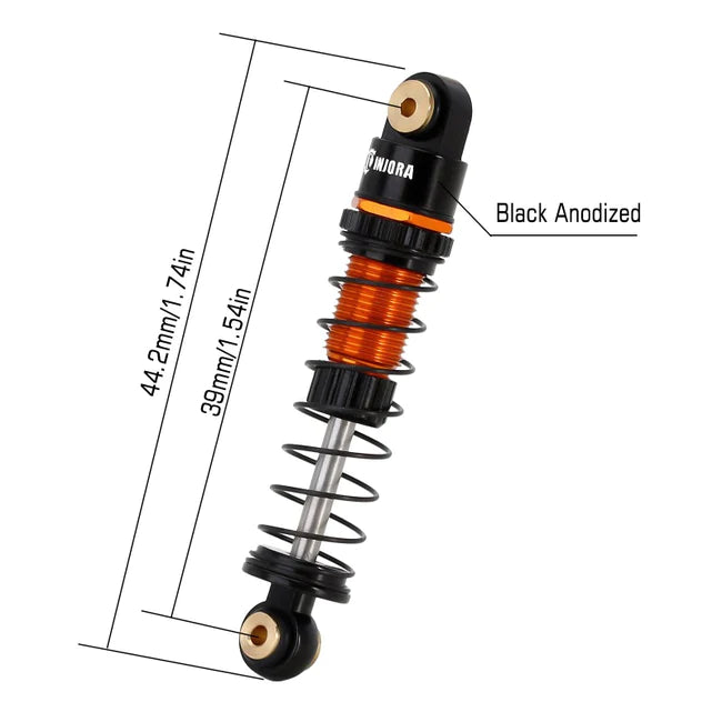 INJORA 39mm Aluminum Threaded Oil Filled Shocks for Axial SCX24