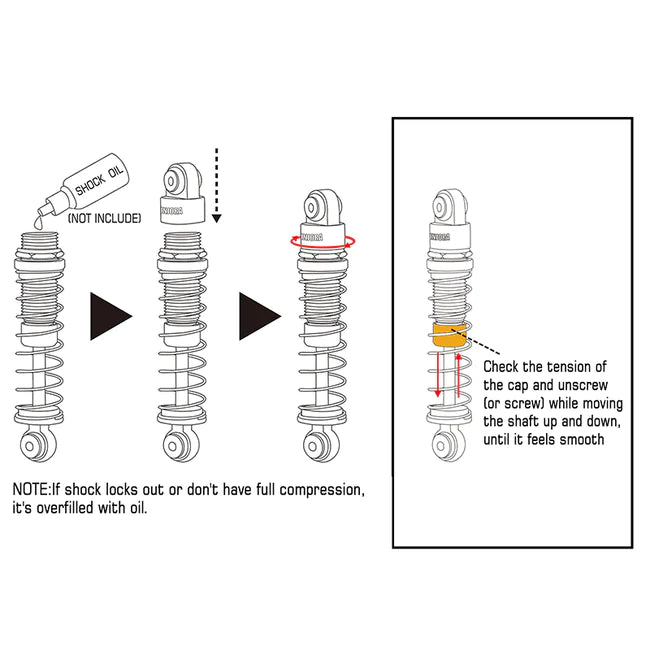 INJORA 39mm Aluminum Threaded Oil Filled Shocks for Axial SCX24
