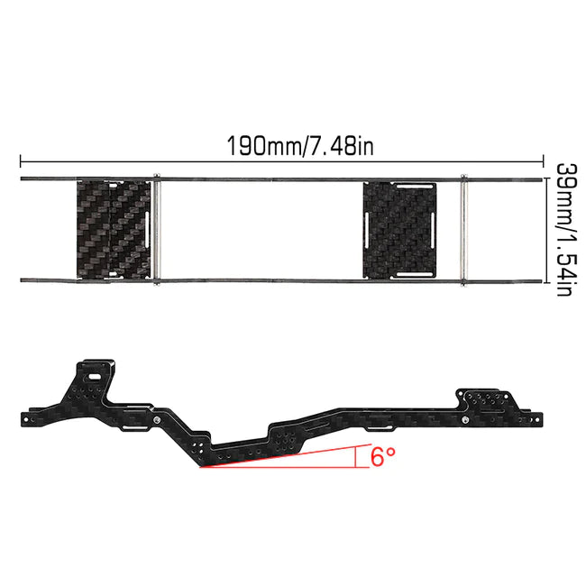 INJORA LCG Carbon Fiber Chassis Kit 6º Angled Frame for SCX24 Jeep Gladiator