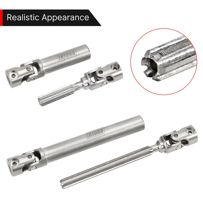 INJORA Stainless Steel Drive Shafts with D Shaped Hole For SCX24 Jeep Gladiator