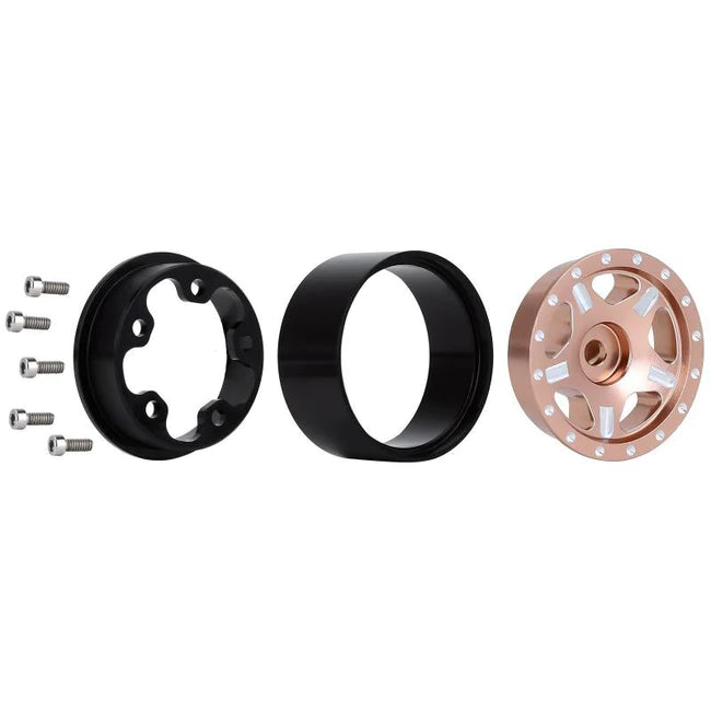 INJORA 1.0" Star Spoke Micro Metal Beadlock Wheel Rims for 1/24 RC Crawlers (4) (W1015)