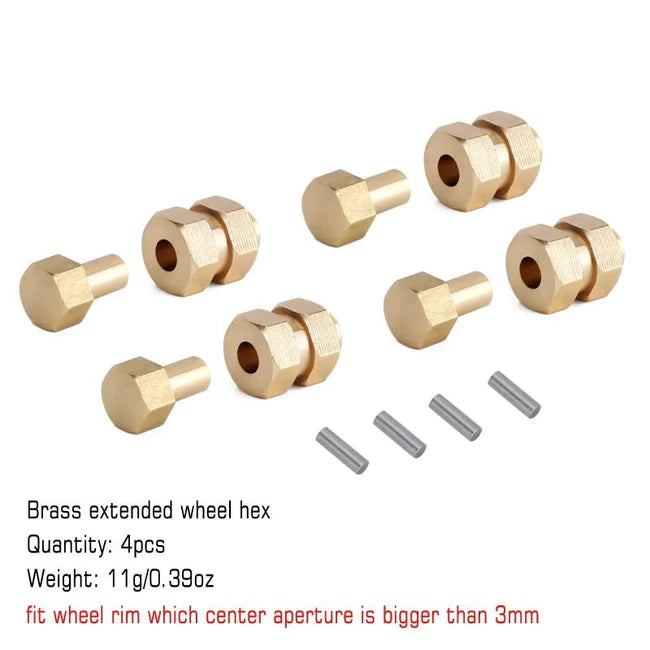 INJORA 4PCS Brass Wheel Hex Hub +5mm Extenders for Axial SCX24