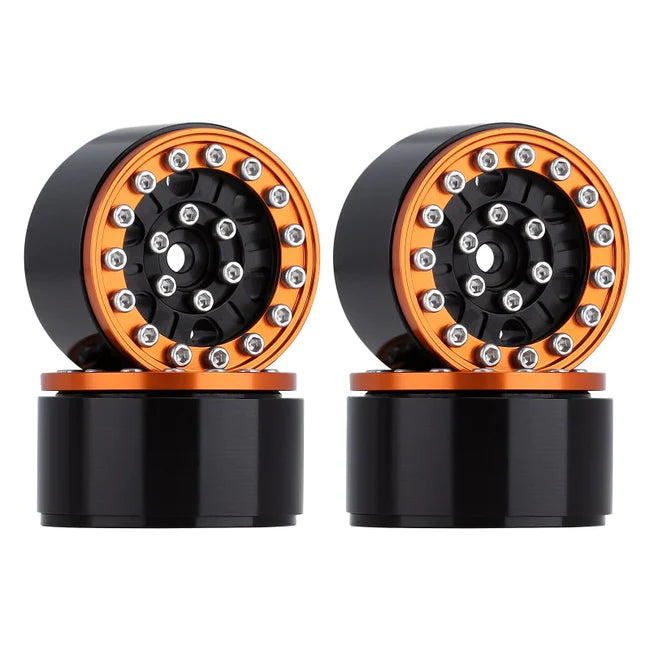 INJORA 1.0" 52*18mm Beadlock Wheel Rims Tires Set for 1/24 RC Crawlers 4PCE W1022-T2410