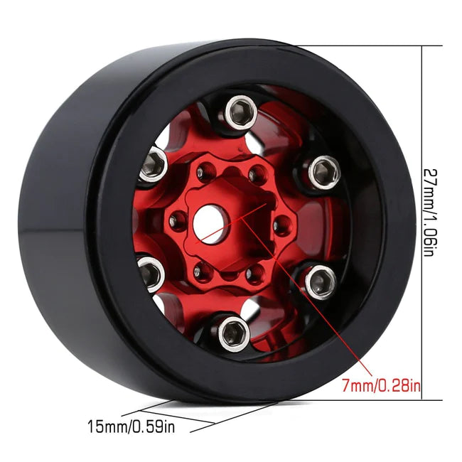 INJORA 1.0" 6-Spokes CNC Beadlock Wheel Rims for 1/24 RC Crawlers 4PCE W1026