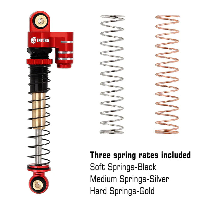 INJORA 43mm Aluminum Threaded Double Barrel Shocks with Fake Reservoir for Axial SCX24