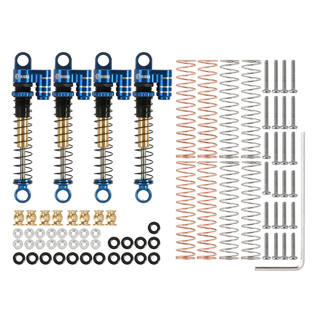 INJORA 43mm Aluminum Threaded Double Barrel Shocks with Fake Reservoir for Axial SCX24