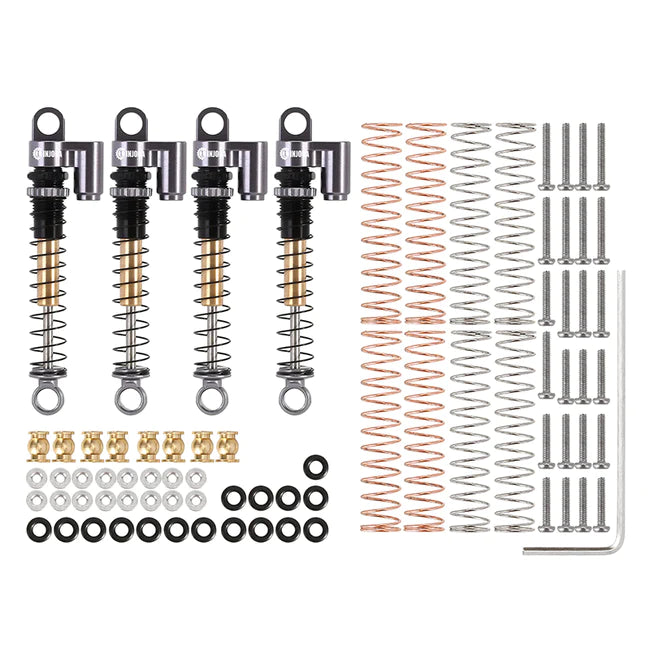 INJORA 43mm Aluminum Threaded Double Barrel Shocks with Fake Reservoir for Axial SCX24