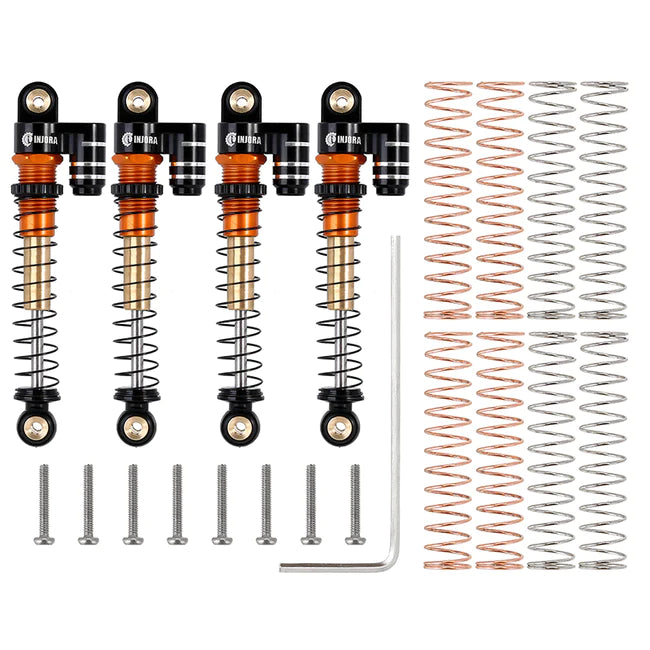 INJORA 43mm Aluminum Threaded Double Barrel Shocks with Fake Reservoir for Axial SCX24