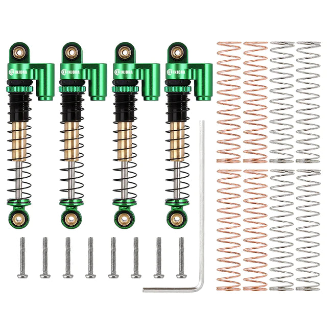 INJORA 43mm Aluminum Threaded Double Barrel Shocks with Fake Reservoir for Axial SCX24