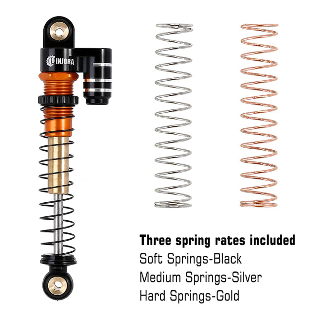 INJORA 43mm Aluminum Threaded Double Barrel Shocks with Fake Reservoir for Axial SCX24