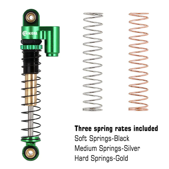 INJORA 43mm Aluminum Threaded Double Barrel Shocks with Fake Reservoir for Axial SCX24