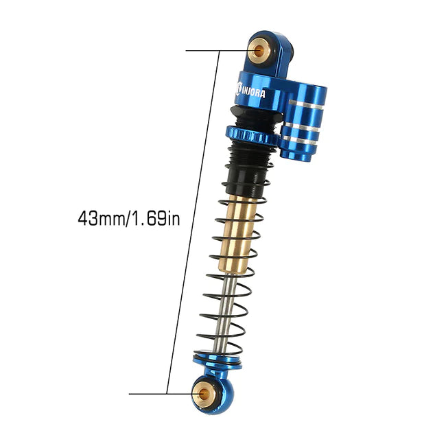 INJORA 43mm Aluminum Threaded Double Barrel Shocks with Fake Reservoir for Axial SCX24