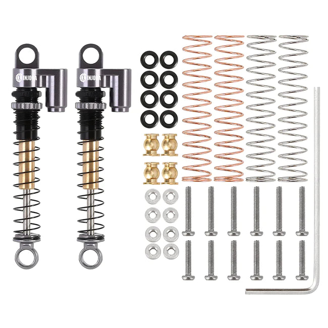 INJORA 43mm Aluminum Threaded Double Barrel Shocks with Fake Reservoir for Axial SCX24