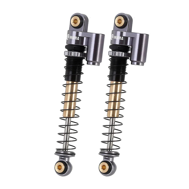 INJORA 43mm Aluminum Threaded Double Barrel Shocks with Fake Reservoir for Axial SCX24