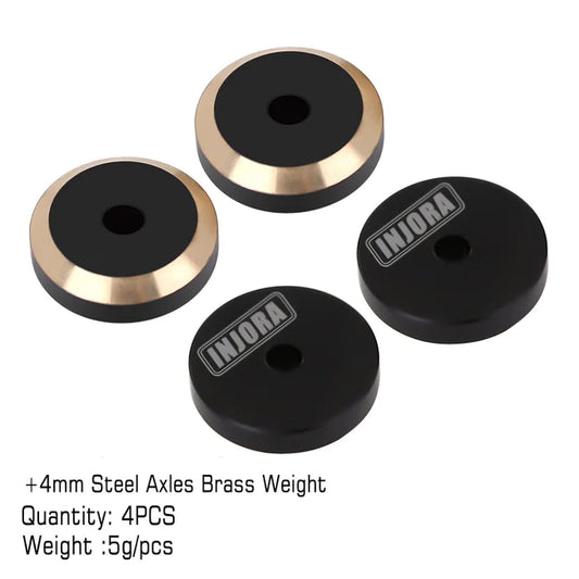 INJORA Black Brass Steel Drive Stub Counterweights For Axial SCX24