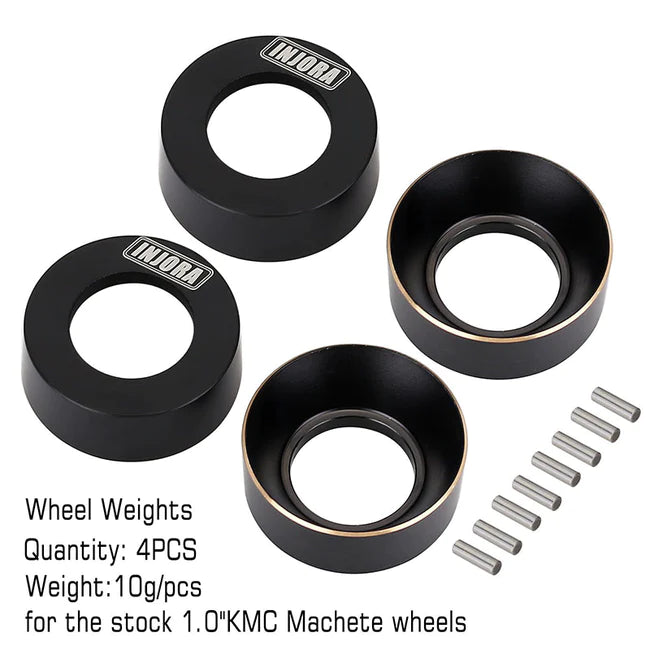 INJORA 4pcs 10g/pcs Black Brass Wheel Weights for Original Axial SCX24