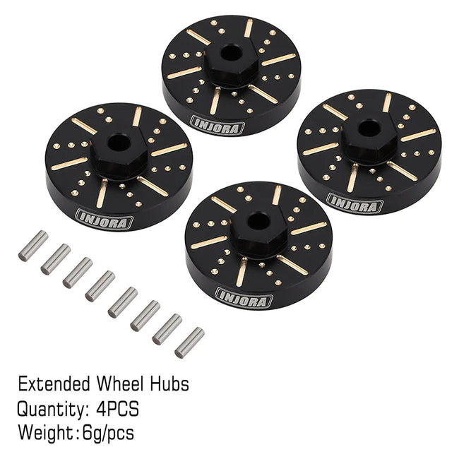 INJORA 4pcs 6g/pcs Black Wheel Weights with Wheel Hex Hubs For Axial SCX24