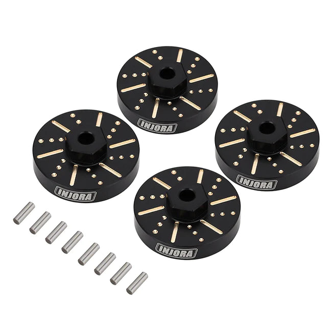 INJORA 4pcs 6g/pcs Black Wheel Weights with Wheel Hex Hubs For Axial SCX24