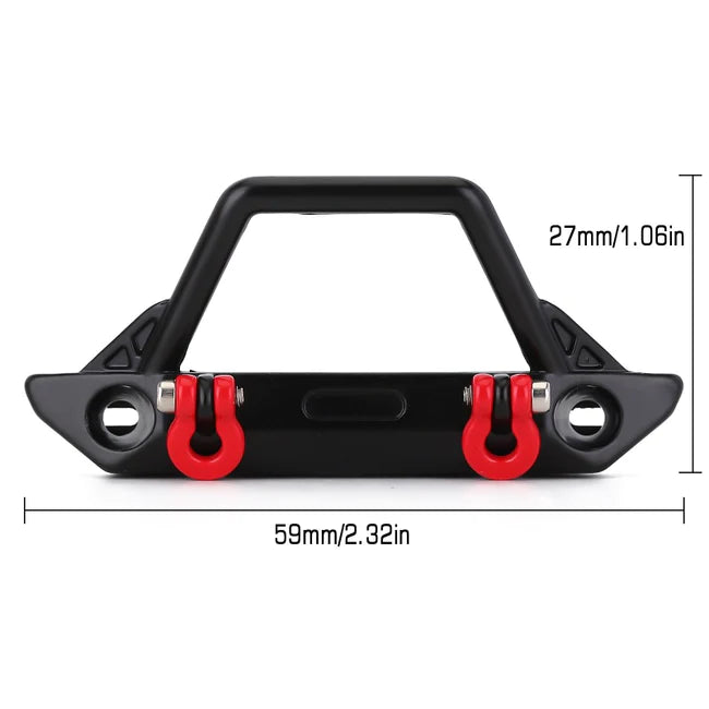 INJORA Metal Front Stinger Bumper with Lights for SCX24 Jeep Wrangler Gladiator