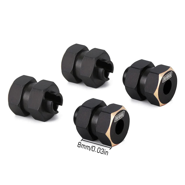 INJORA 4PCS Black Brass Wheel Hex Hub +5mm Extenders for Axial SCX24