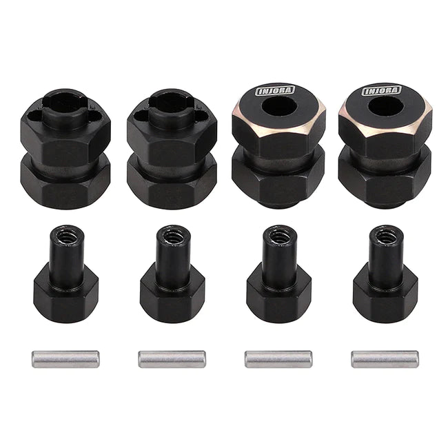 INJORA 4PCS Black Brass Wheel Hex Hub +5mm Extenders for Axial SCX24