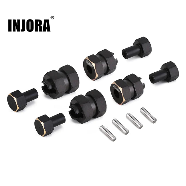 INJORA 4PCS Black Brass Wheel Hex Hub +5mm Extenders for Axial SCX24