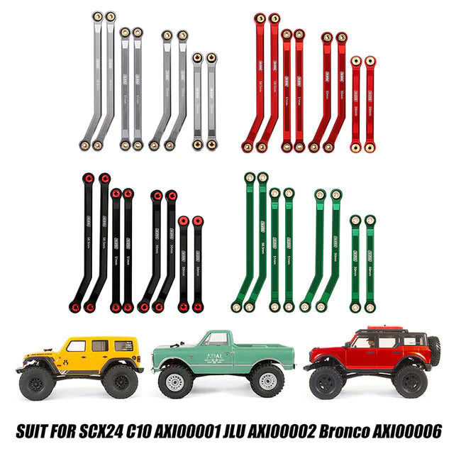 INJORA 8PCS Aluminum High Clearance 4 Links Set for Axial SCX24 C10 Jeep Wrangler Bronco