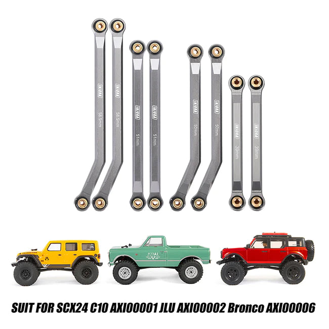 INJORA 8PCS Aluminum High Clearance 4 Links Set for Axial SCX24 C10 Jeep Wrangler Bronco