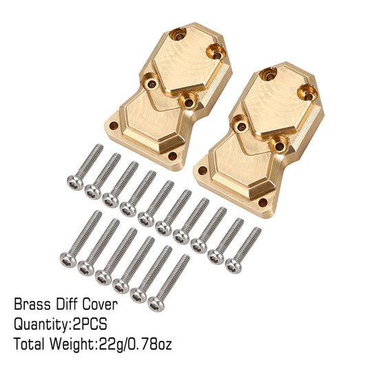 INJORA 2pcs 11g/pcs Heavy Front Rear Brass Diff Covers for Axial SCX24