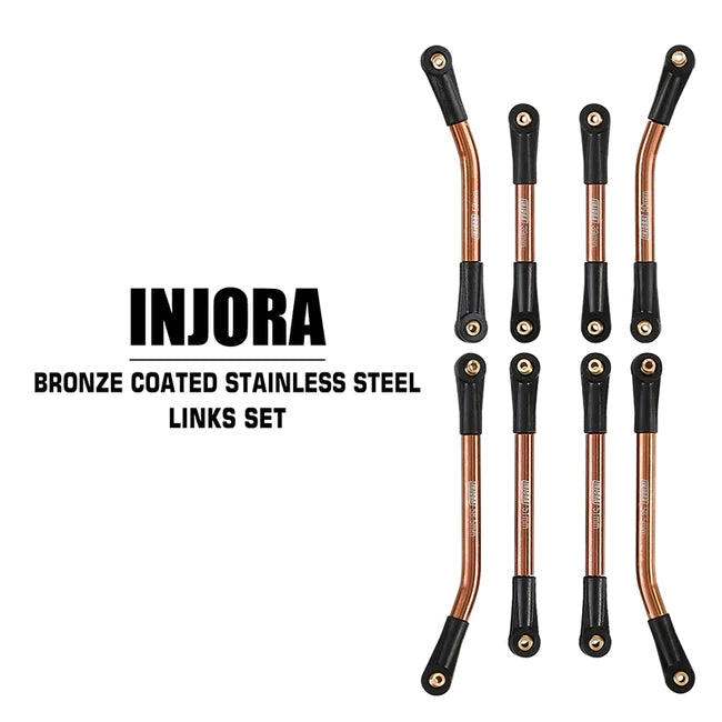 INJORA 8PCS Stainless Steel High Clearance 4 Links Set for Axial SCX24 C10 Jeep Wrangler Bronco