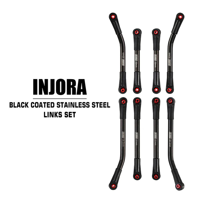 INJORA 8PCS Stainless Steel High Clearance 4 Links Set for Axial SCX24 C10 Jeep Wrangler Bronco