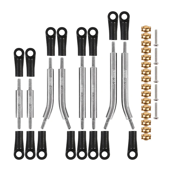 INJORA 8PCS Stainless Steel High Clearance 4 Links Set for Axial SCX24 C10 Jeep Wrangler Bronco