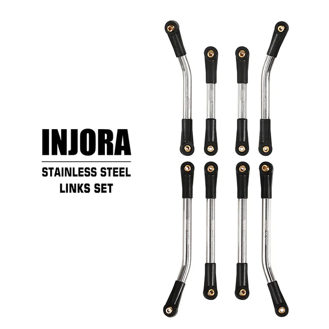 INJORA 8PCS Stainless Steel High Clearance 4 Links Set for Axial SCX24 C10 Jeep Wrangler Bronco