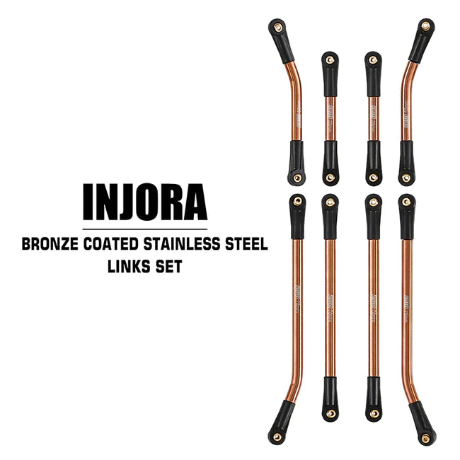 INJORA 8PCS Stainless Steel High Clearance 4 Links Set for Axial SCX24 Jeep Gladiator