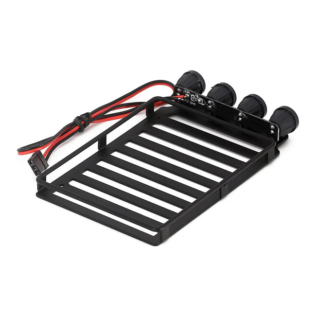 INJORA Roof Rack Luggage Carrier With Spotlights For Axial SCX24 Jeep Wrangler JLU WITH SQUARE LIGHT