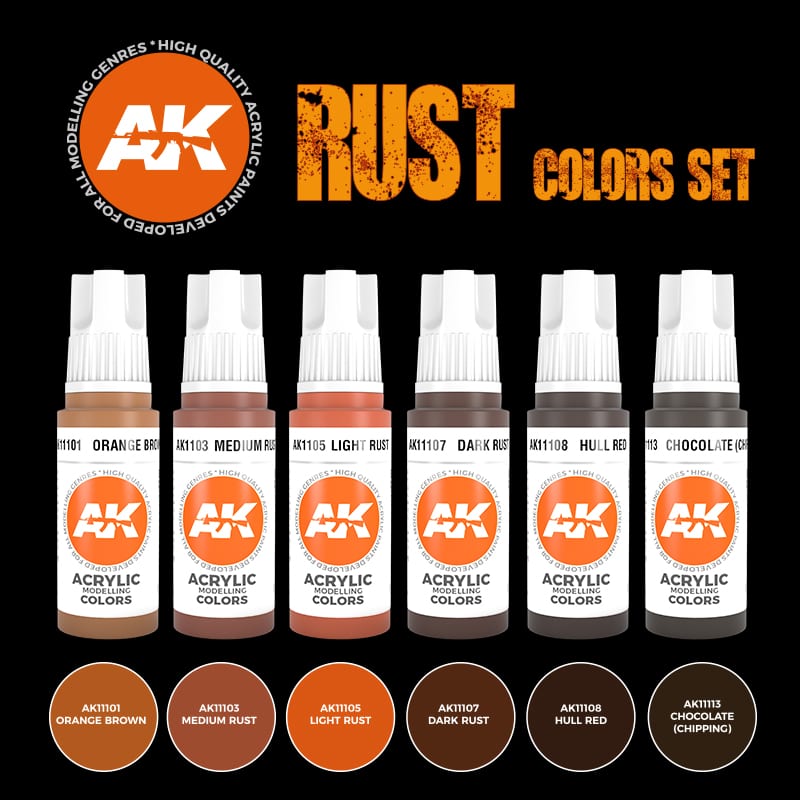 AK Interactive Acrylic Rust Set