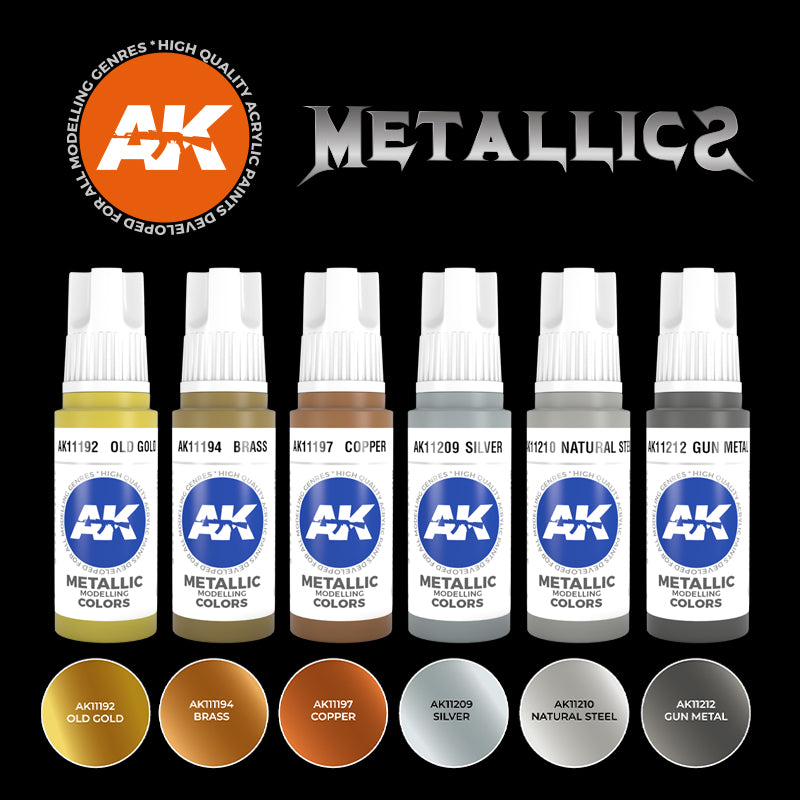 AK Interactive Acrylic Metallics Set