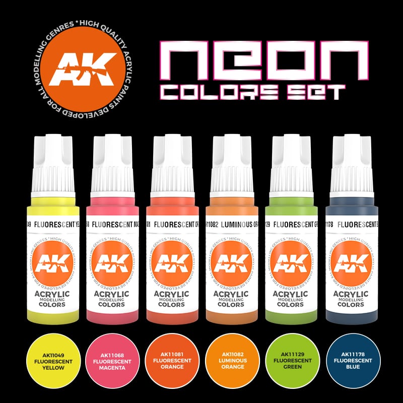 AK Interactive Acrylic Neon Colours Set