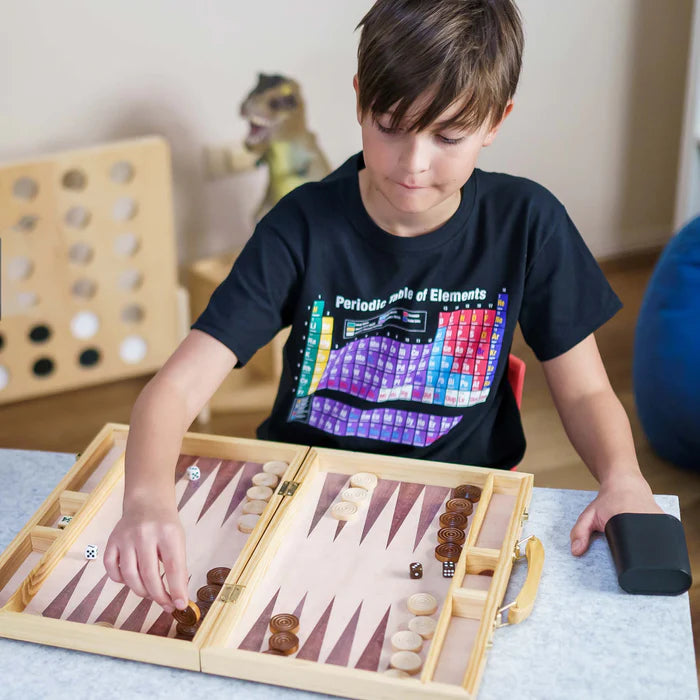 Smart Brain Backgammon Game Natural Wood