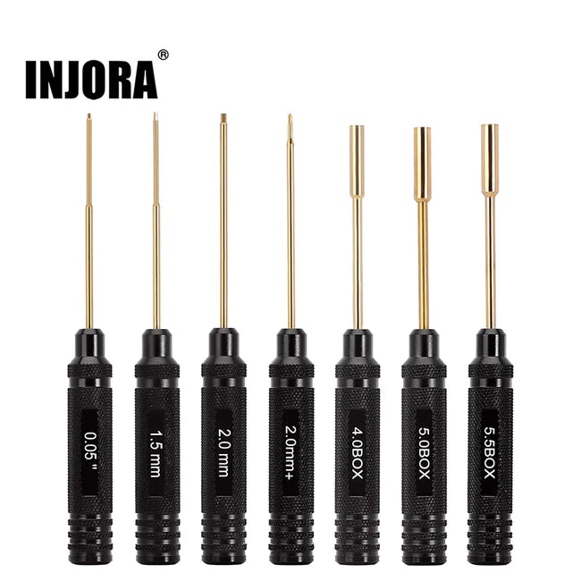 INJORA 7PCS HSS Hex Screwdrivers Nut Drivers Wrench RC Tools Kit For 1/18 1/24 RC Crawlers
