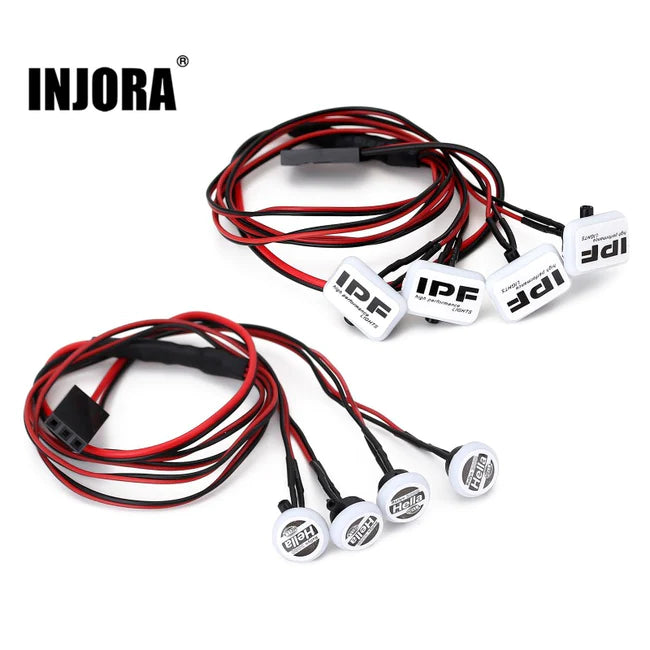 INJORA HELLA IPF Sticker LED Lights Square Round Headlights for Axial SCX24