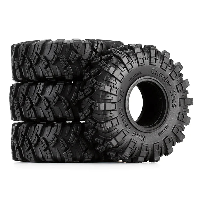 INJORA 1.0" 62*20.5mm S5 Soft Rubber Mud Terrain Tires for 1/24 RC Crawlers 4PCE T1007