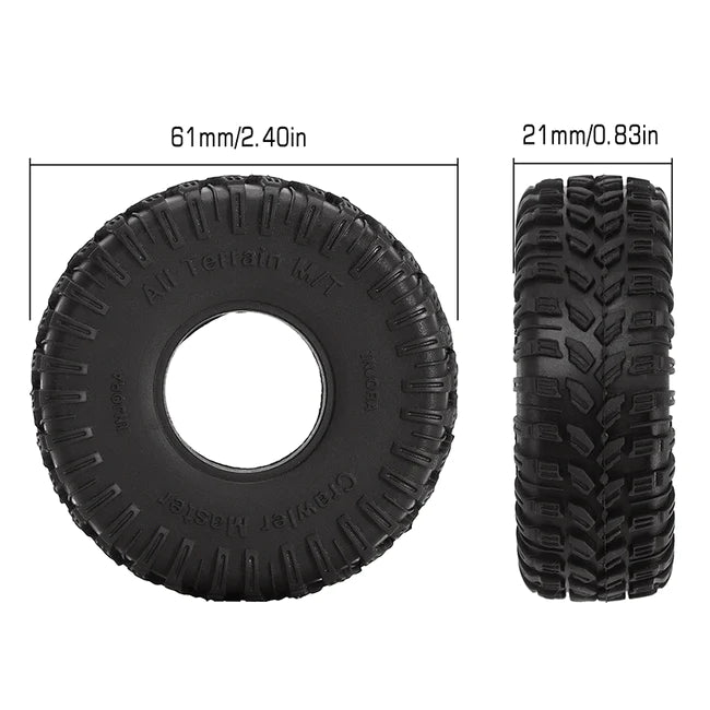INJORA 1.0" 61*21mm Super Soft All Terrain Tires for 1/24 RC Crawlers 4PCE T1009
