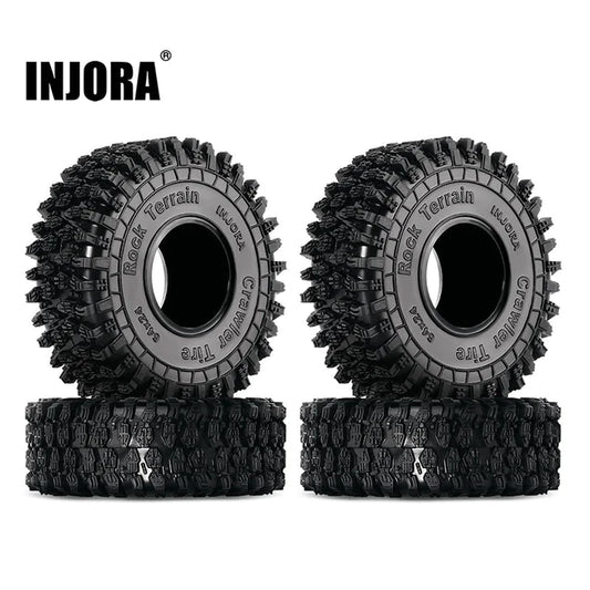 INJORA 1.0" 64*24mm S5 Super Soft Sticky Rock Crawling Tires for 1/18 1/24 RC Crawlers 4PCE T1011